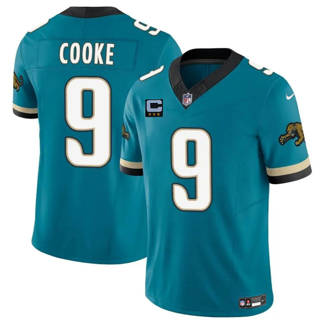 Men's Teal Jacksonville Jaguars #9 Logan Cooke 2025 F.U.S.E. With 3-Star C Patch Prowler Throwback Vapor Limited Stitched Football Jersey